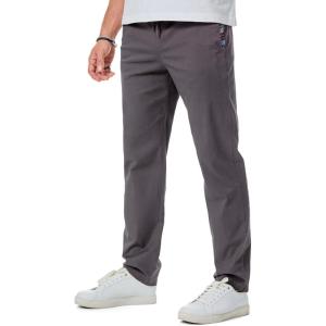 imageJMIERR Mens Casual Pants Cotton Twill Drawstring Elastic Waist Chino Pants with PocketsDark Grey