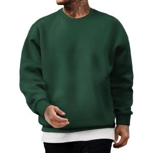 imageJMIERR Mens Crewneck Sweatshirt Casual Long Sleeve Texture Pullover Shirt for MenGreen
