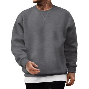 imageJMIERR Mens Fleece Crewneck Sweatshirt Casual Long Sleeves Cotton Warm Basic Pullover Fashion ShirtsDark Grey