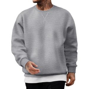 imageJMIERR Mens Fleece Crewneck Sweatshirt Casual Long Sleeves Cotton Warm Basic Pullover Fashion ShirtsLight Grey