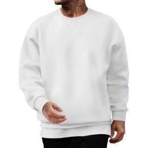 imageJMIERR Mens Fleece Crewneck Sweatshirt Casual Long Sleeves Cotton Warm Basic Pullover Fashion ShirtsWhite