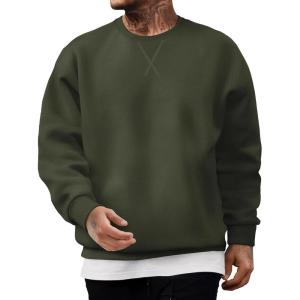 imageJMIERR Mens Fleece Crewneck Sweatshirt Casual Long Sleeves Cotton Warm Basic Pullover Fashion ShirtsYellowish Green