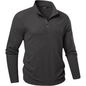 imageJMIERR Mens Quarter Zip Pullover Sweatshirts Stretch Polo Fleece Lined Long Sleeve Workout Golf Shirt0 Grey