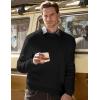 imageJMIERR Mens 2025 Casual Fleece Pullover Knit Sweater Classic Crewneck Long Sleeve Soft Sweaters0 Black