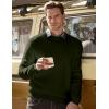 imageJMIERR Mens 2025 Casual Fleece Pullover Knit Sweater Classic Crewneck Long Sleeve Soft SweatersA Green