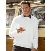 imageJMIERR Mens 2025 Casual Fleece Pullover Knit Sweater Classic Crewneck Long Sleeve Soft SweatersA White
