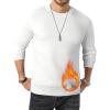imageJMIERR Mens 2025 Casual Fleece Pullover Knit Sweater Classic Crewneck Long Sleeve Soft SweatersA White