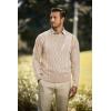 imageJMIERR Mens Cable Knit Pullover Sweater Casual Crewneck Long Sleeve Fisherman Knitted SweatersBeige