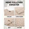 imageJMIERR Mens Cable Knit Pullover Sweater Casual Crewneck Long Sleeve Fisherman Knitted SweatersBeige