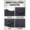 imageJMIERR Mens Cable Knit Pullover Sweater Casual Crewneck Long Sleeve Fisherman Knitted SweatersDark Grey