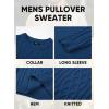 imageJMIERR Mens Cable Knit Pullover Sweater Casual Crewneck Long Sleeve Fisherman Knitted SweatersNavy Blue