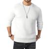 imageJMIERR Mens 2025 Casual Fleece Pullover Knit Sweater Classic Crewneck Long Sleeve Soft SweatersA White