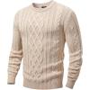 imageJMIERR Mens Cable Knit Pullover Sweater Casual Crewneck Long Sleeve Fisherman Knitted SweatersBeige