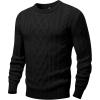 imageJMIERR Mens Cable Knit Pullover Sweater Casual Crewneck Long Sleeve Fisherman Knitted SweatersBlack