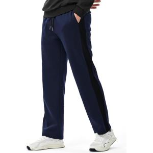 imageJMIERR Mens Sweatpants Color Block Stripes Tapered Trousers Drawstring Waist Casual Stretch Track PantsBlue