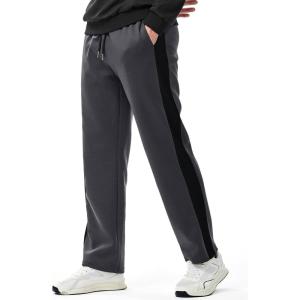imageJMIERR Mens Sweatpants Color Block Stripes Tapered Trousers Drawstring Waist Casual Stretch Track PantsDark Grey