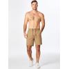 imageJMIERR Mens Seersucker Shorts Casual Stretch Elastic Waist Drawstring Summer Beach Short 7 inch Inseam with PocketsCamel