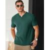 imageJMIERR Mens Waffle Cotton T Shirt VNeck Henley Shirt Short Sleeve Work Casual Tee ShirtsBlackish Green