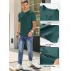 imageJMIERR Mens Waffle Cotton T Shirt VNeck Henley Shirt Short Sleeve Work Casual Tee ShirtsBlackish Green