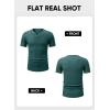 imageJMIERR Mens Waffle Cotton T Shirt VNeck Henley Shirt Short Sleeve Work Casual Tee ShirtsBlackish Green