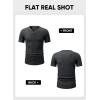 imageJMIERR Mens Waffle Cotton T Shirt VNeck Henley Shirt Short Sleeve Work Casual Tee ShirtsGrey Black