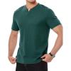 imageJMIERR Mens Waffle Cotton T Shirt VNeck Henley Shirt Short Sleeve Work Casual Tee ShirtsBlackish Green