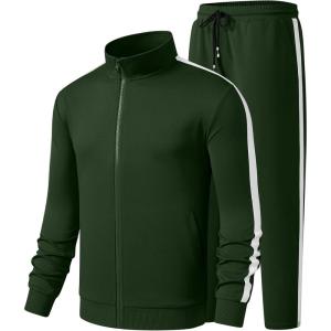imageJMIERR Mens Track Suits 2 Piece Set Full Zip Sweatsuits for Men Athletic Jogging Suit Sports Outfits SetsGreen