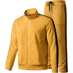 imageJMIERR Mens Track Suits 2 Piece Set Full Zip Sweatsuits for Men Athletic Jogging Suit Sports Outfits SetsYellow