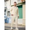 imageJMIERR 2025 Men Casual Fall Tracksuit 2 Piece Set Polo Quarter Zip Sweat Suit Jogging Sweatpants Athletic Twill MultiPocketsB Beige