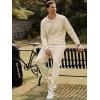 imageJMIERR 2025 Men Casual Fall Tracksuit 2 Piece Set Polo Quarter Zip Sweat Suit Jogging Sweatpants Athletic Twill MultiPocketsB Beige