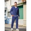 imageJMIERR 2025 Men Casual Fall Tracksuit 2 Piece Set Polo Quarter Zip Sweat Suit Jogging Sweatpants Athletic Twill MultiPocketsBlue