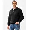 imageJMIERR Mens Casual Cotton Polo Sweatshirts Long Sleeve Button Collared Pullover ShirtsBlack