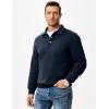 imageJMIERR Mens Casual Cotton Polo Sweatshirts Long Sleeve Button Collared Pullover ShirtsNavy Blue