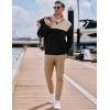 imageJMIERR Mens Corduroy Sweaters Pullover Casual Stand Collar Quarter Metal Button Warm Sweatshirt Long SleeveA Black