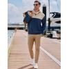 imageJMIERR Mens Corduroy Sweaters Pullover Casual Stand Collar Quarter Metal Button Warm Sweatshirt Long SleeveBlue