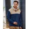 imageJMIERR Mens Corduroy Sweaters Pullover Casual Stand Collar Quarter Metal Button Warm Sweatshirt Long SleeveBlue