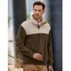 imageJMIERR Mens Corduroy Sweaters Pullover Casual Stand Collar Quarter Metal Button Warm Sweatshirt Long SleeveBrown
