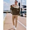imageJMIERR Mens Corduroy Sweaters Pullover Casual Stand Collar Quarter Metal Button Warm Sweatshirt Long SleeveBrown
