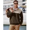 imageJMIERR Mens Corduroy Sweaters Pullover Casual Stand Collar Quarter Metal Button Warm Sweatshirt Long SleeveBrown