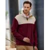 imageJMIERR Mens Corduroy Sweaters Pullover Casual Stand Collar Quarter Metal Button Warm Sweatshirt Long SleeveRed