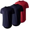 imageJMIERR Mens 3 Pack Cotton Hipster Hip Hop Longline Crewneck TShirtAnavy BlueNavy BlueRed