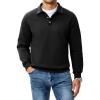 imageJMIERR Mens Casual Cotton Polo Sweatshirts Long Sleeve Button Collared Pullover ShirtsBlack