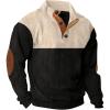 imageJMIERR Mens Corduroy Sweaters Pullover Casual Stand Collar Quarter Metal Button Warm Sweatshirt Long SleeveA Black
