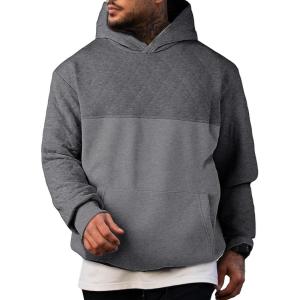 imageJMIERR Mens Casual Hooded Collar Fleece Hoodies Pullover Sweatshirts Warm Long Sleeve ShirtsGrey