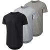imageJMIERR Mens 3 Pack Cotton Hipster Hip Hop Longline Crewneck TShirt