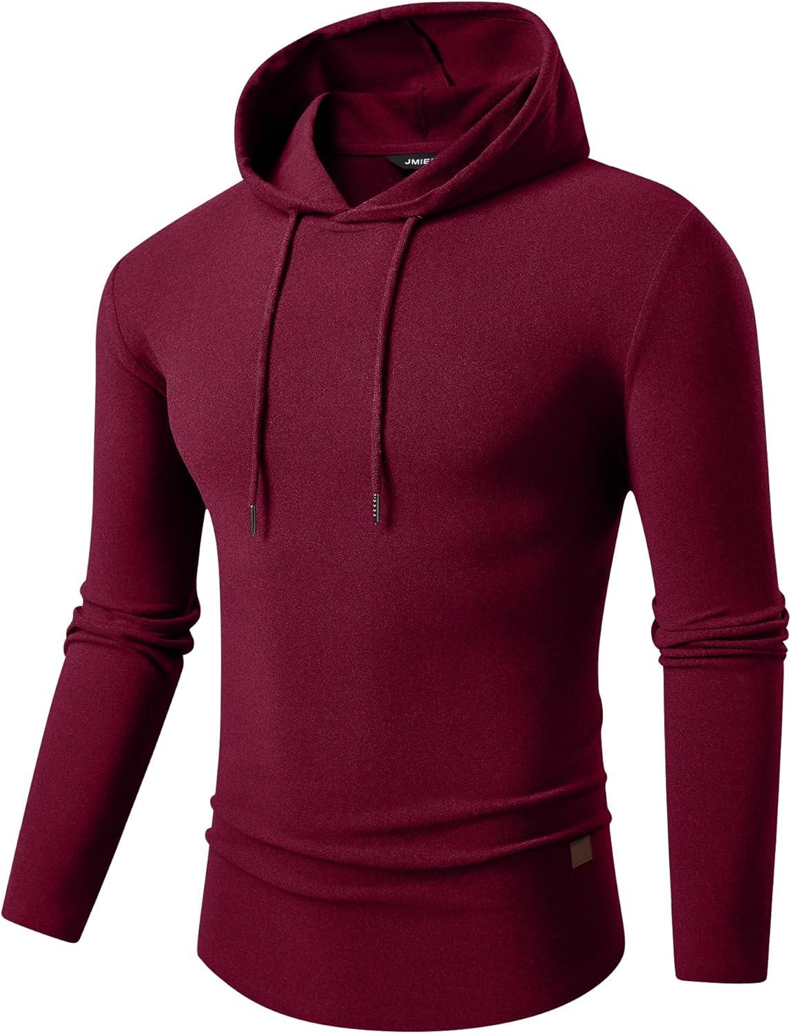 imageJMIERR Mens Fashion Hoodies Fleece Long Sleeve Athletic Sweatshirt Pullover T ShirtsRed