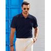 imageJMIERR Mens Casual Polo Shirt Summer Short Sleeve Vacation Button Beach Knit Stretchy Golf ShirtsM Blue