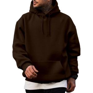 imageJMIERR Mens Casual Cotton Hooded Collar Drawstring Hoodies Pullover Sweatshirts Casual Long Sleeve ShirtsDark Brown