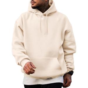 imageJMIERR Mens Casual Cotton Hooded Collar Drawstring Hoodies Pullover Sweatshirts Casual Long Sleeve ShirtsOatmeal