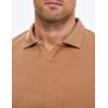 imageJMIERR Mens Casual Buttonless Polo Shirt Long Sleeve V Neck Ribbed Knit Golf ShirtsA Camel